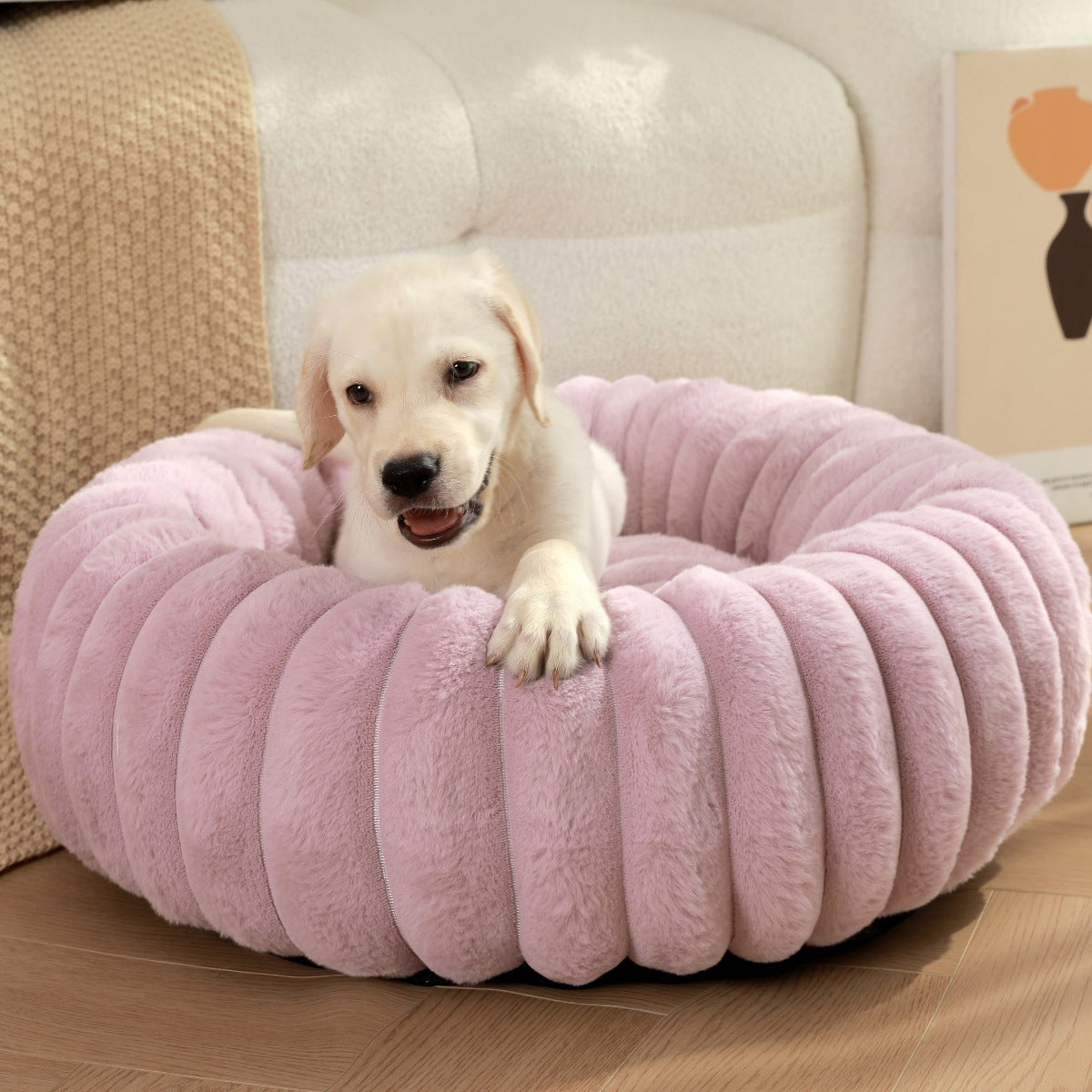 Heavy Duty Plush Pet Nest Round Warm Winter Bed