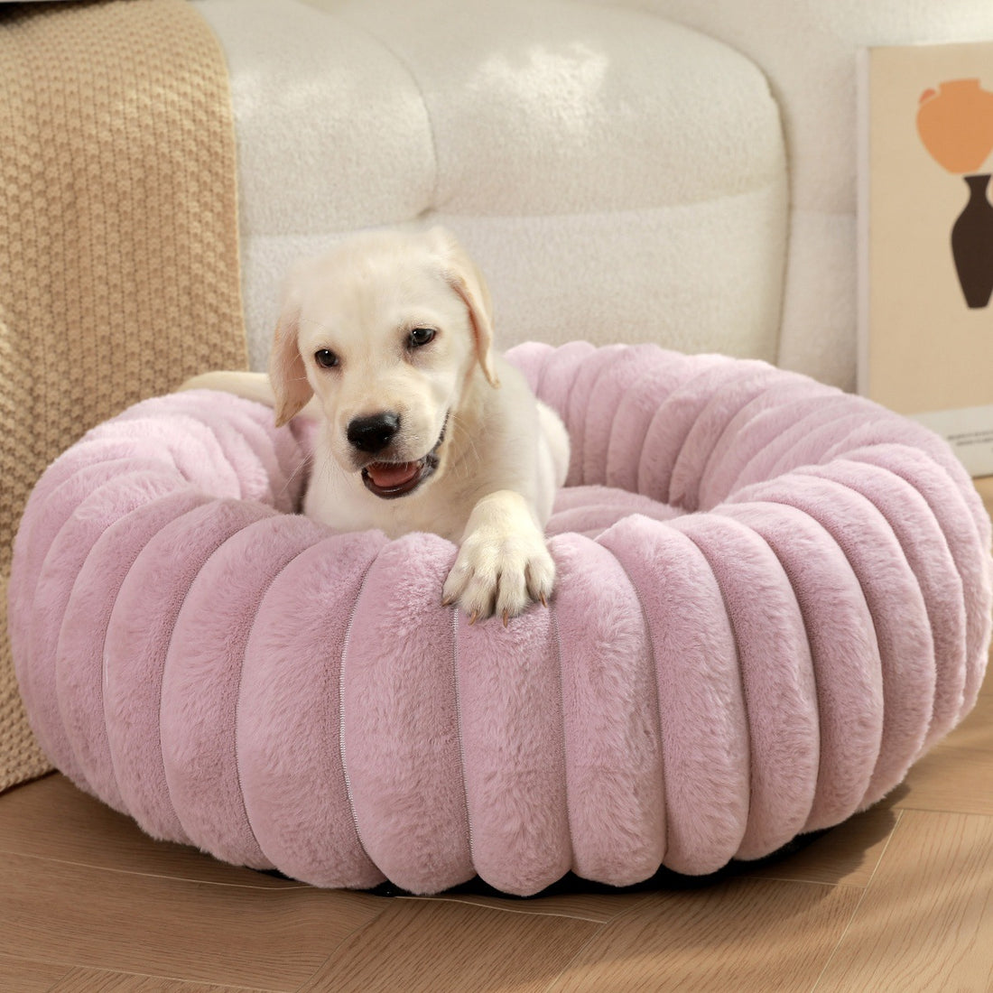 Heavy Duty Plush Pet Nest Round Warm Winter Bed