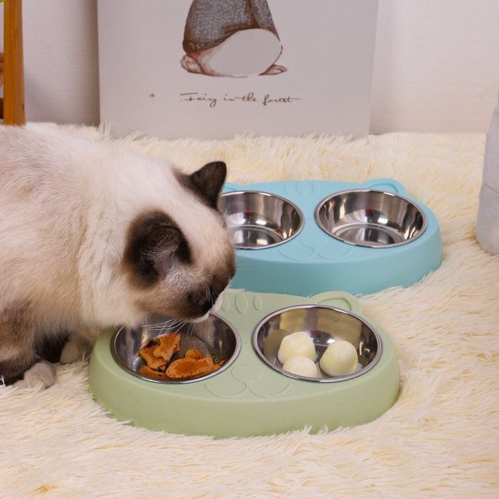 Pet Food And Water Feeding Bowl Basin Set
