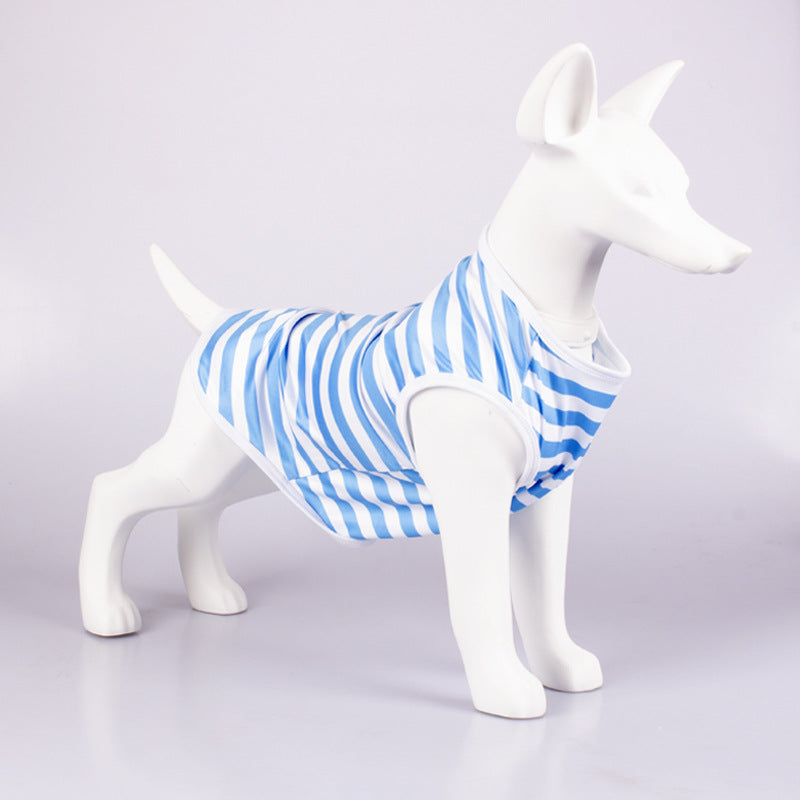 Striped Crew Neck Pet Tank Top Casual Shirt