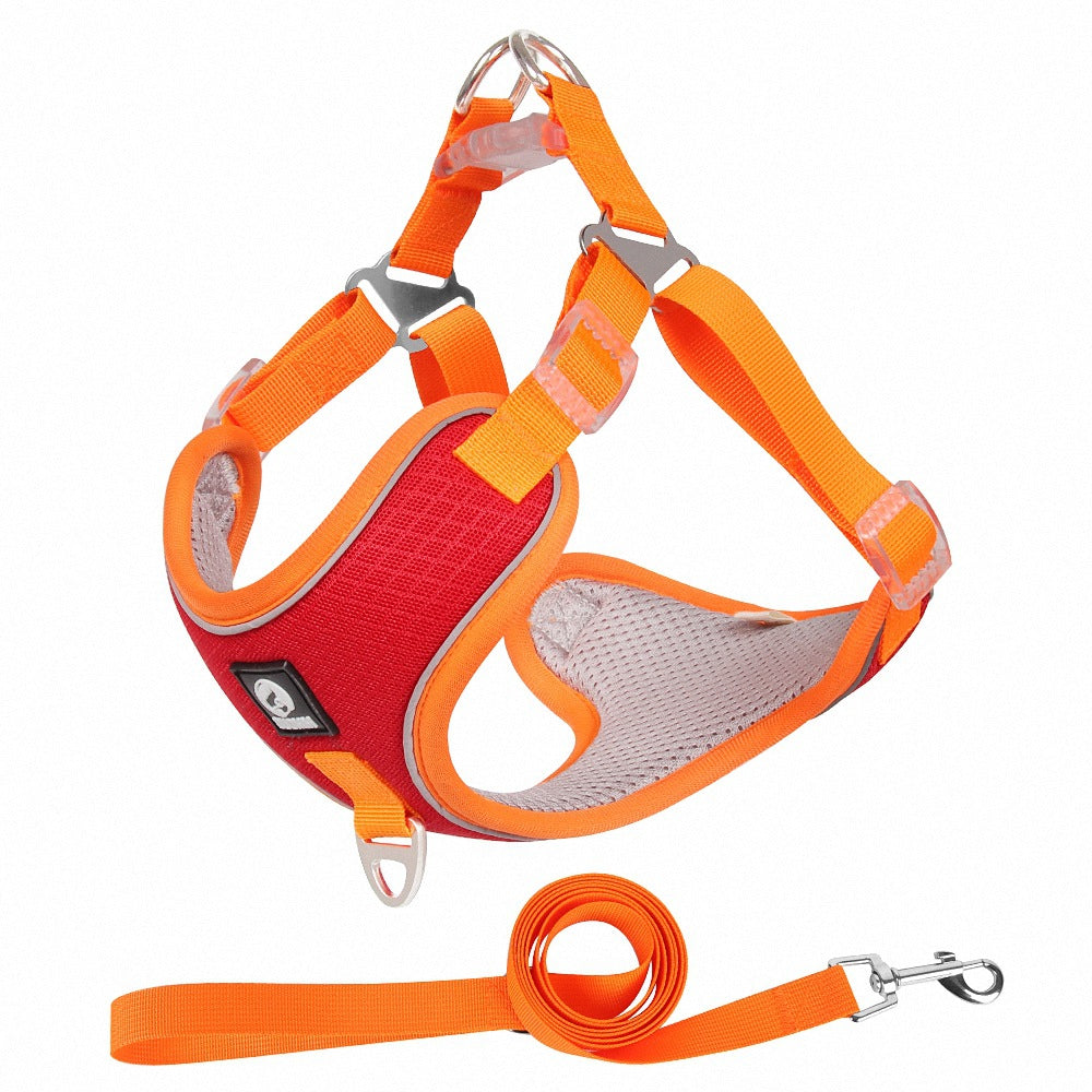 Adjustable Breathable Pet Harness With Leash For Walking
