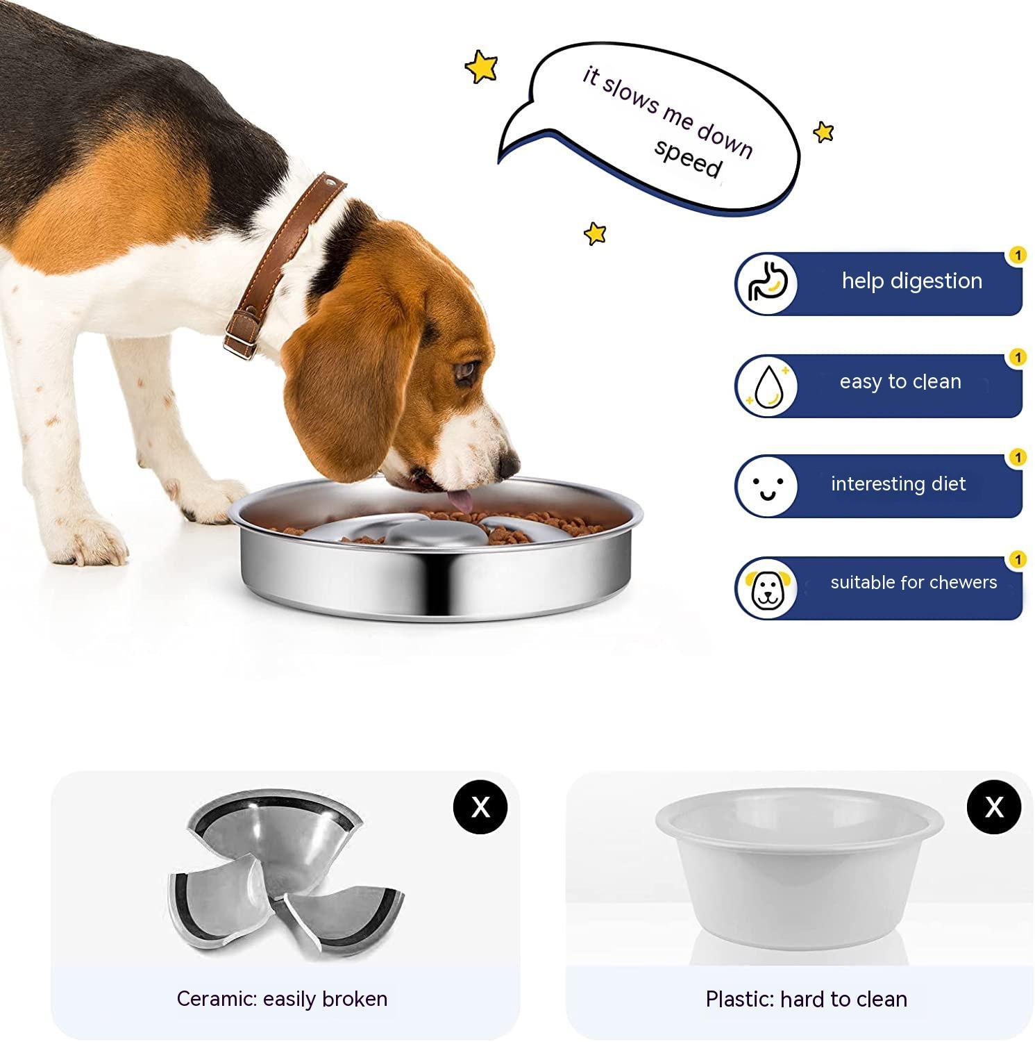 Stainless Steel Pet Slow Feeding Bowl Neck Protection