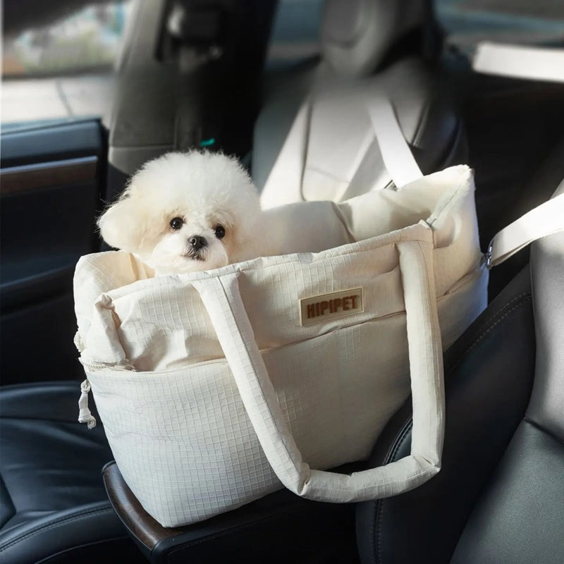 Portable Pet Car Seat Carrier With Safety Leash Travel Bag