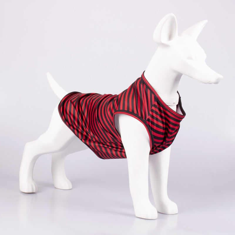 Striped Crew Neck Pet Tank Top Casual Shirt