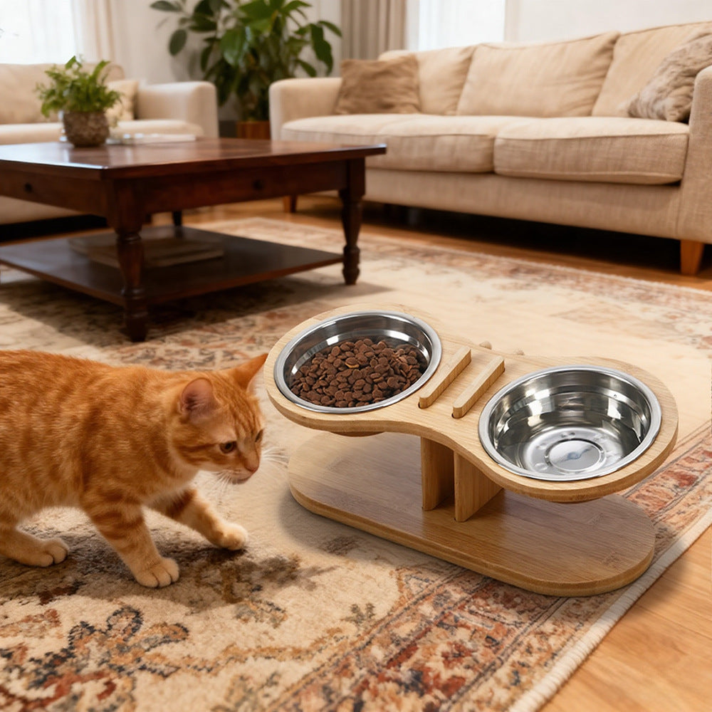 Adjustable Tilted Pet Feeding Bowl Stand Elevated Feeder