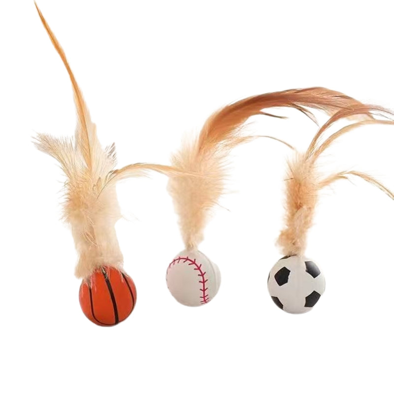Interactive Feather Ball Pet Toy For Self Entertainment