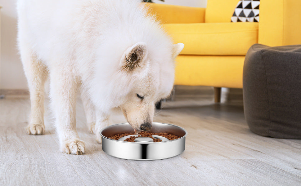 Stainless Steel Pet Slow Feeding Bowl Neck Protection