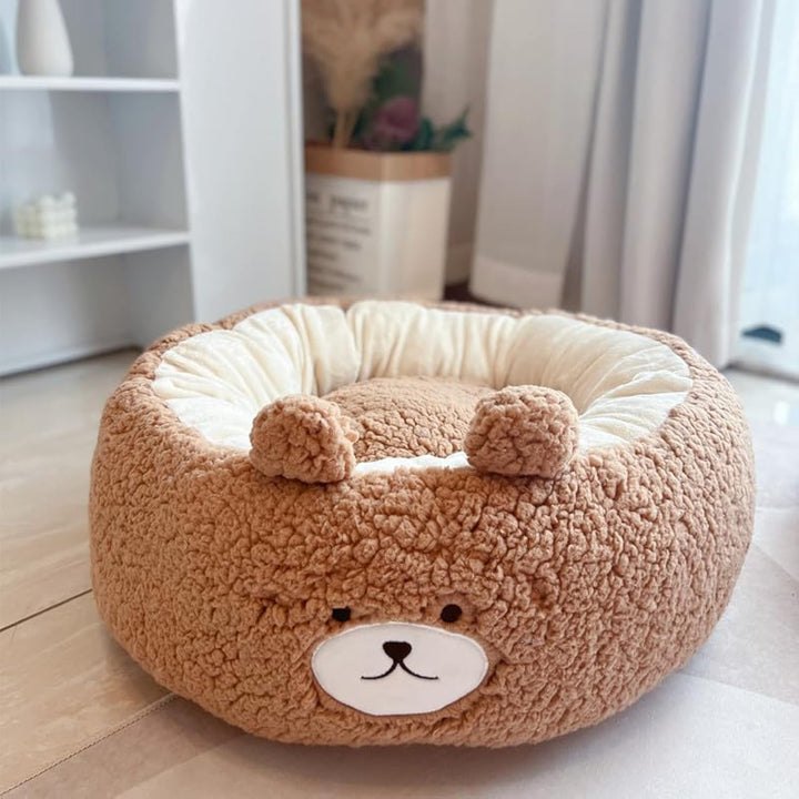 Cartoon Plush Pet Nest Cushion Round Bed All Seasons